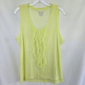 Chico' Womens 2 (Medium 12) Neon Green & White Tank Top Tunic